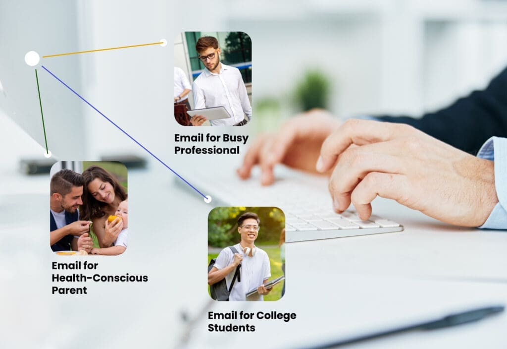 Email marketer crafting personalized email campaigns for various customer personas as part of an effective email strategy Email marketer crafting personalized email campaigns for various customer personas as part of an effective email strategy